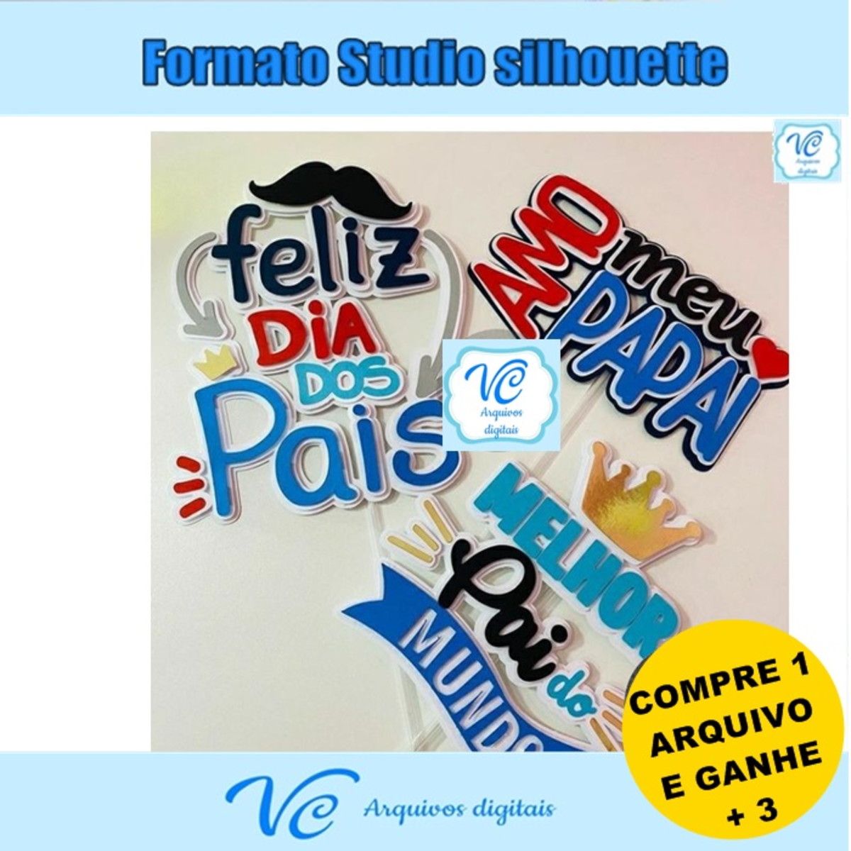 355- Combo Arquivo De Corte Topo De Bolo Dia Dos Pais