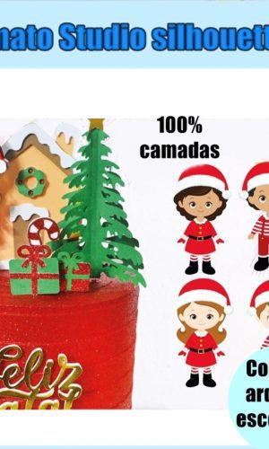 358- Arquivo de Corte Topo de Bolo Natal Criança Camadas