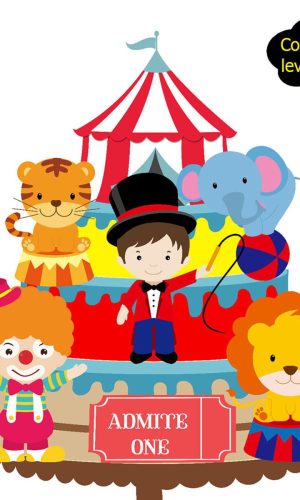 362 - Arquivo de corte topo de bolo circo menino em camadas