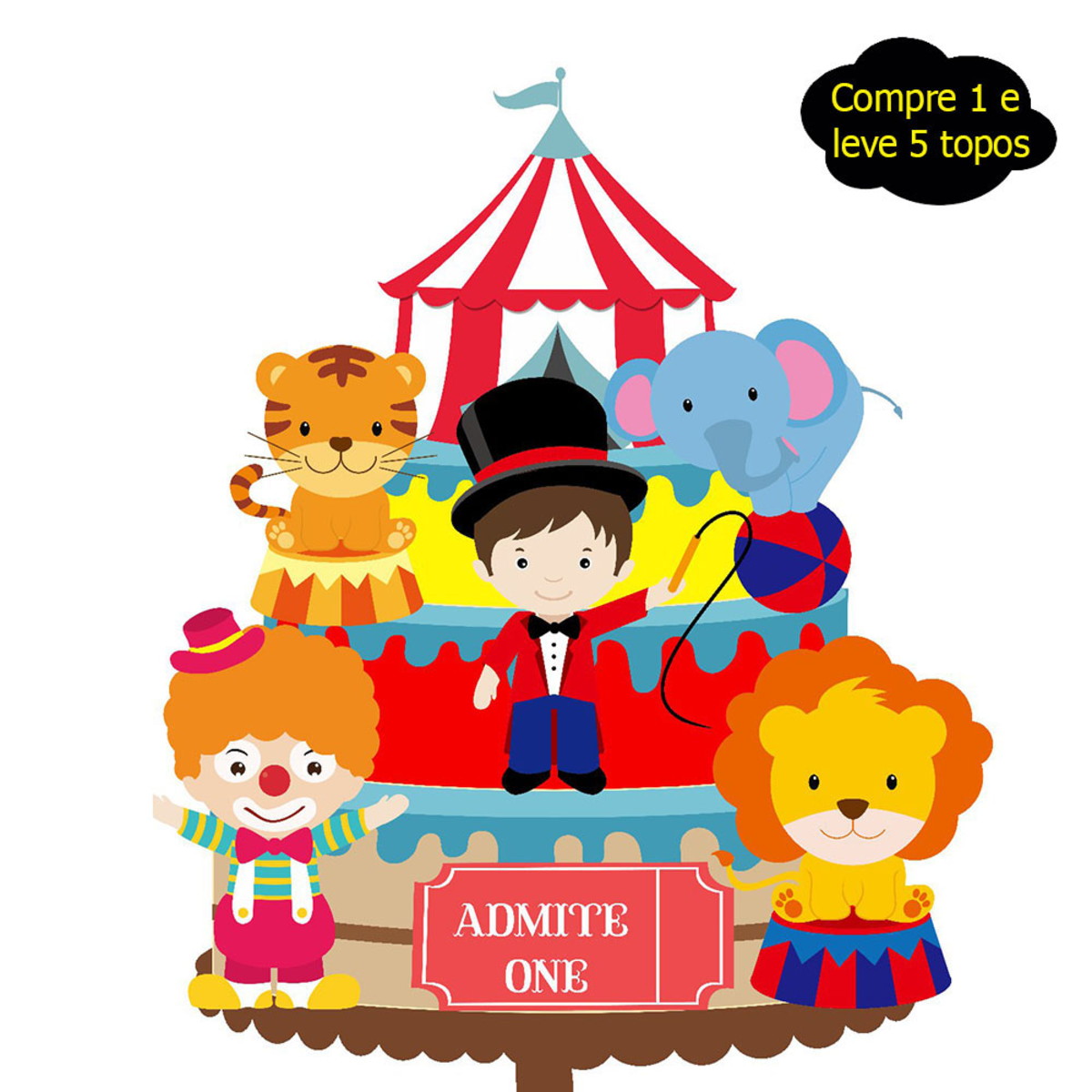 362 - Arquivo de corte topo de bolo circo menino em camadas