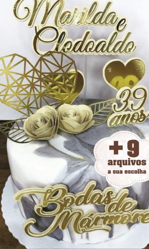 38- Arquivo Silhouette - Digital Topo Bolo Bodas Mármore + 9