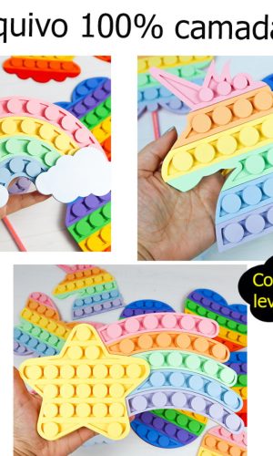 382- Arquivo topo de bolo Pop It Fidget Toy em camadas