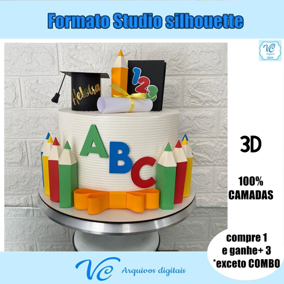 417- Arquivo de Corte Topo Formatura / Abc em Camadas