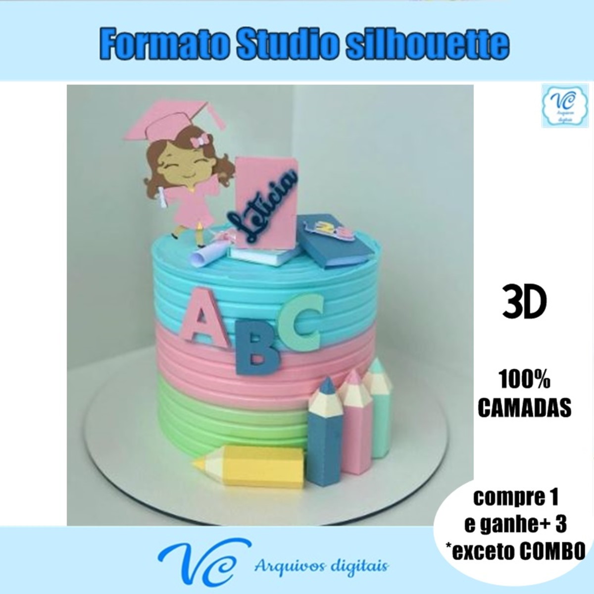 418- Arquivo de Corte Topo Formatura / Abc em Camadas