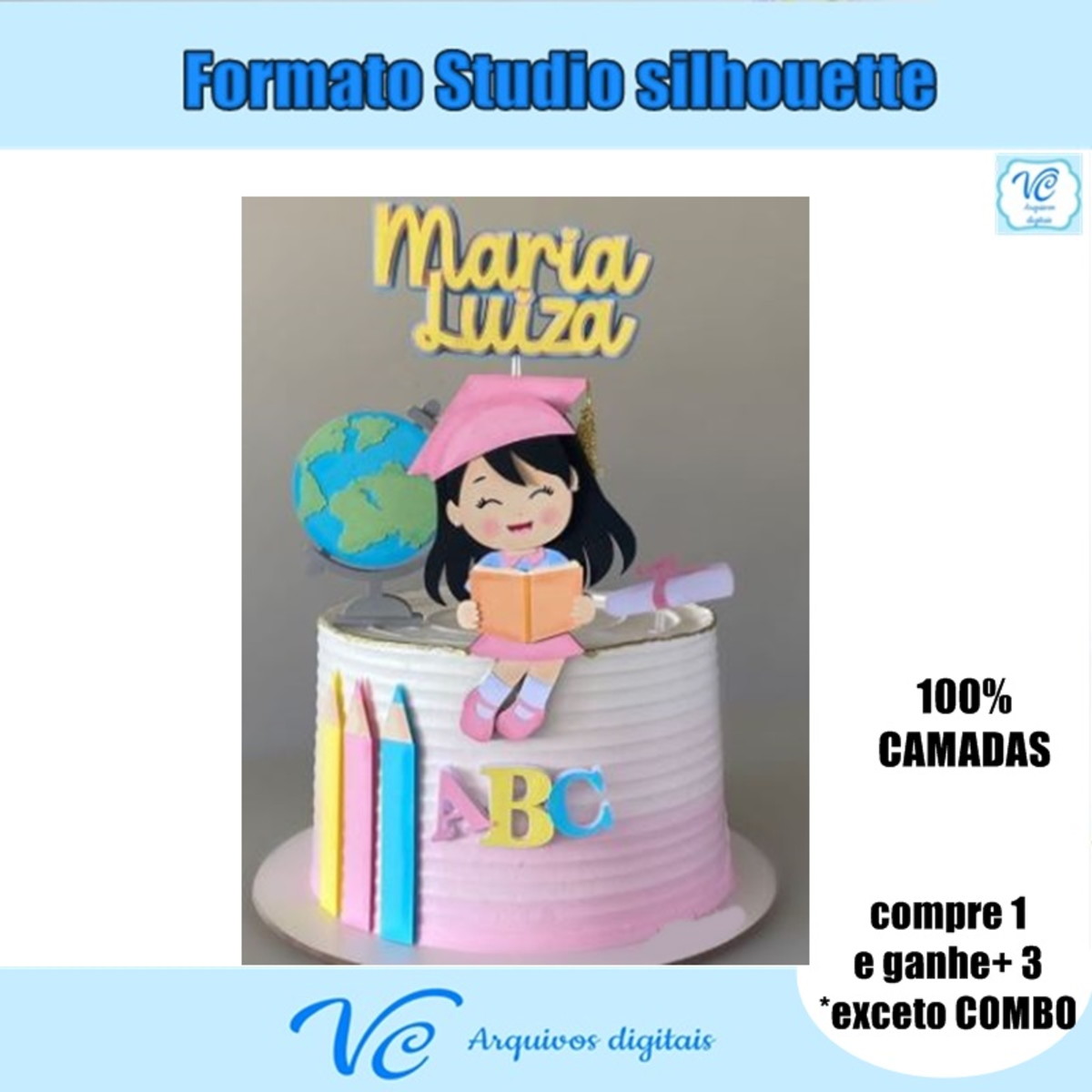 420- Arquivo de Corte Topo Formatura / Abc em Camadas