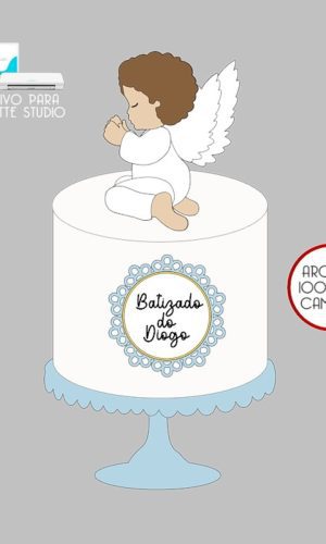44 - Arquivo Topo de Bolo Batizado Anjinho Menino