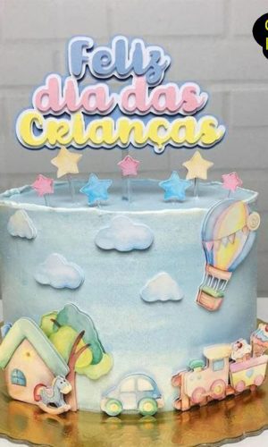 446 - Arquivo de corte Topo de bolo Brinquedos Aquarelado