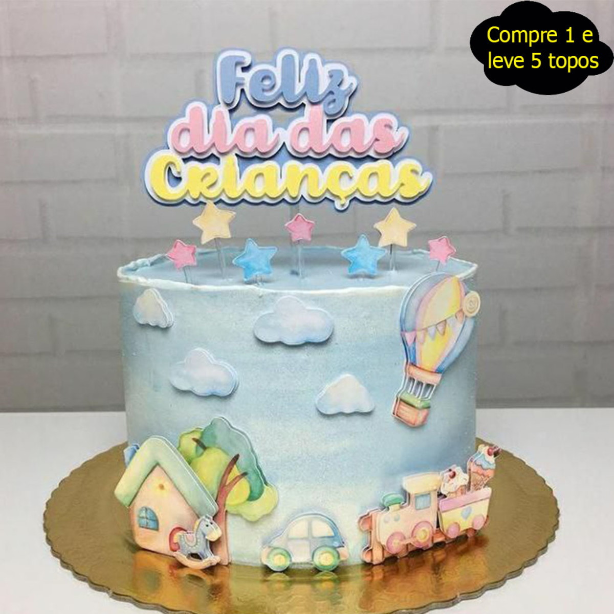 446 - Arquivo de corte Topo de bolo Brinquedos Aquarelado