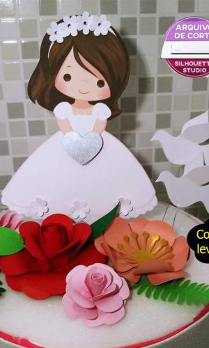 461- topo de bolo batizado menina