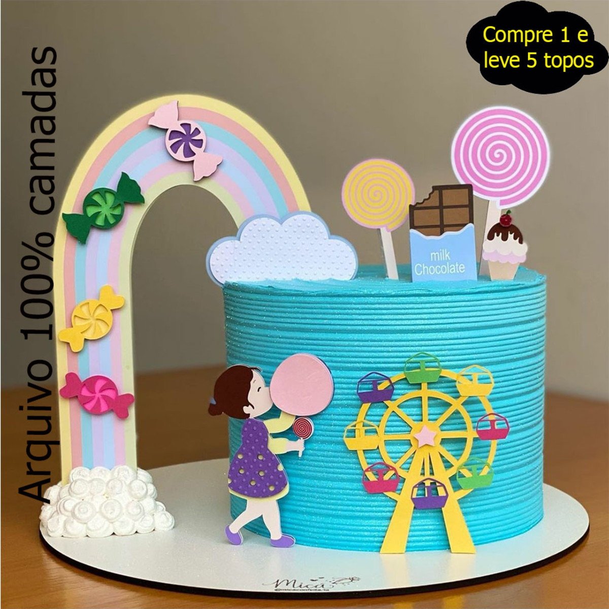 448- Topo de bolo guloseimas/ doces em camadas - arquivo