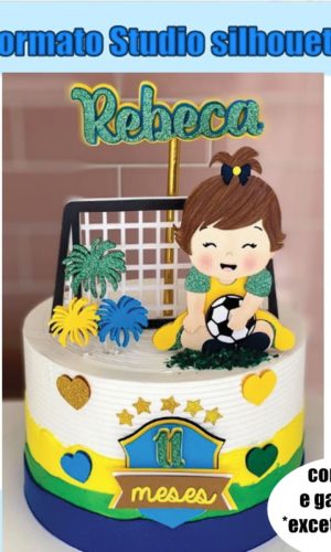 493- Arquivo de Corte Topo Futebol Copa do Mundo Bebe Menina