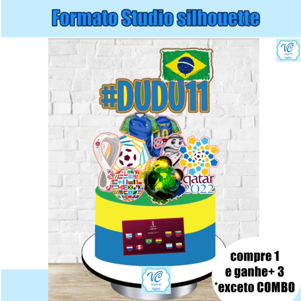 498- Arquivo de Corte Topo de Bolo Copa Brasil Futebol