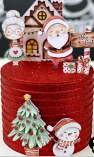 505 - Arquivo de corte topo de bolo natal aquarelado