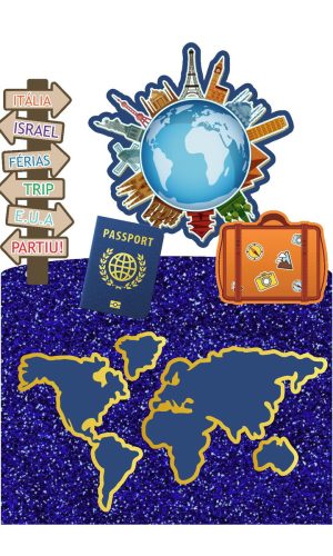 Arquivo de Corte Digital - Topo de Bolo Viagem