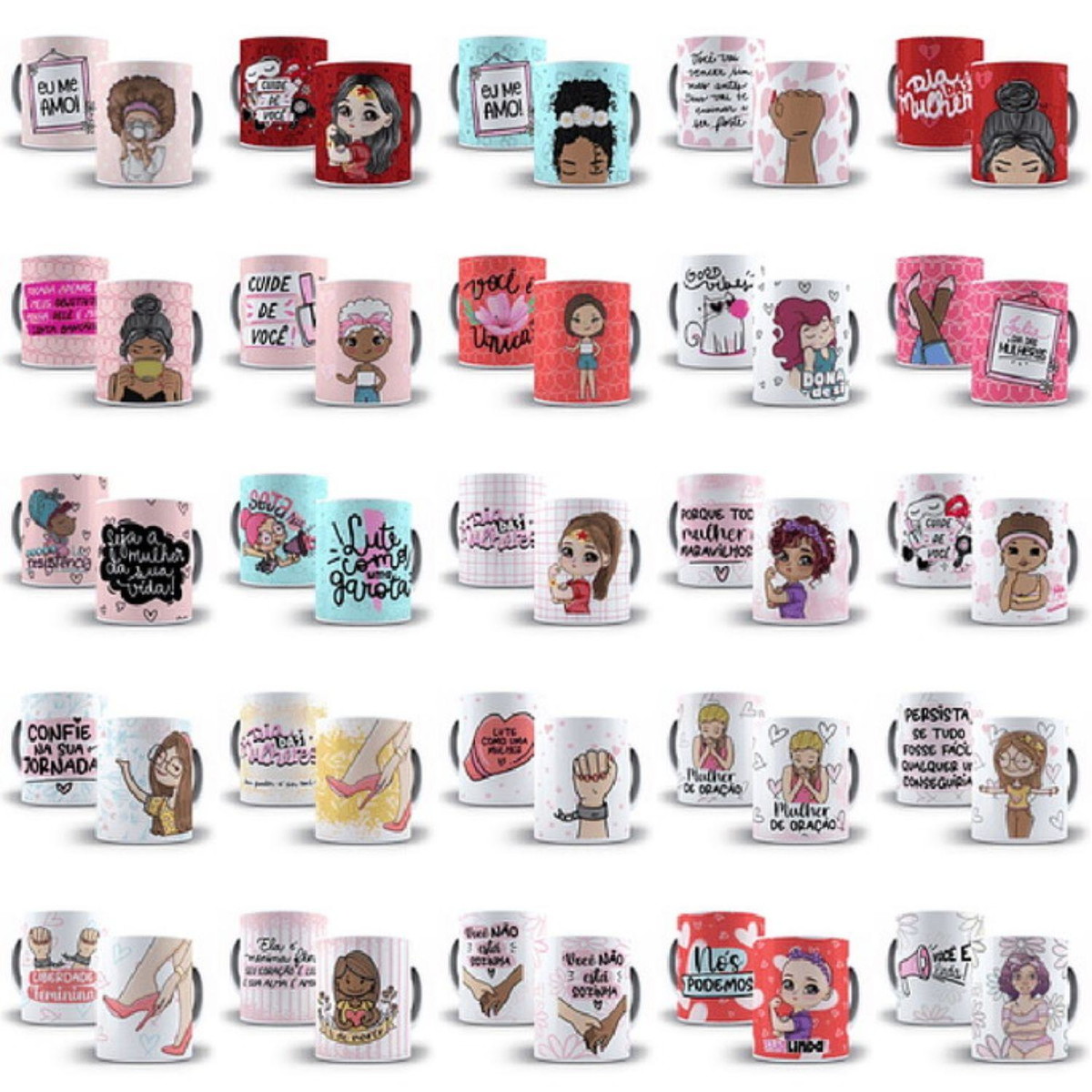 80 Artes para Caneca Dia das Mulheres Editável em Corel Draw