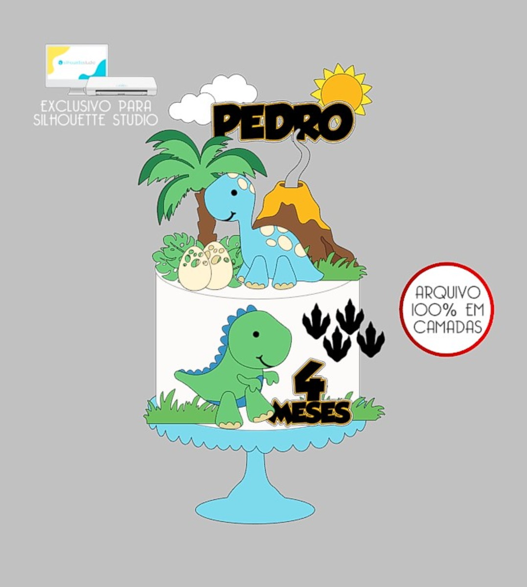 84 - Arquivo Topo de Bolo Dinossauro