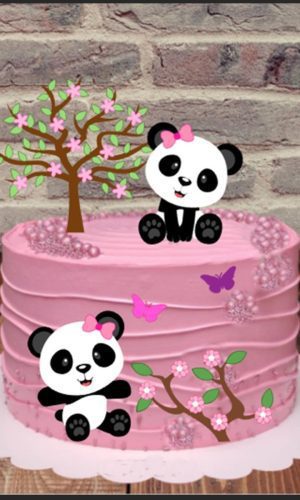Arquivo de Corte topo de bolo Panda menina camada.