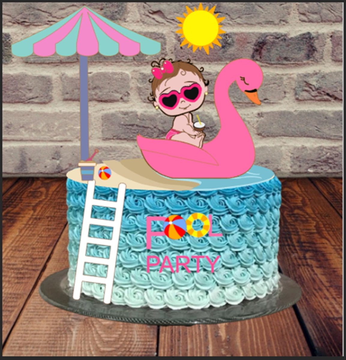Arquivo de Corte Topo de bolo baby pool party camada