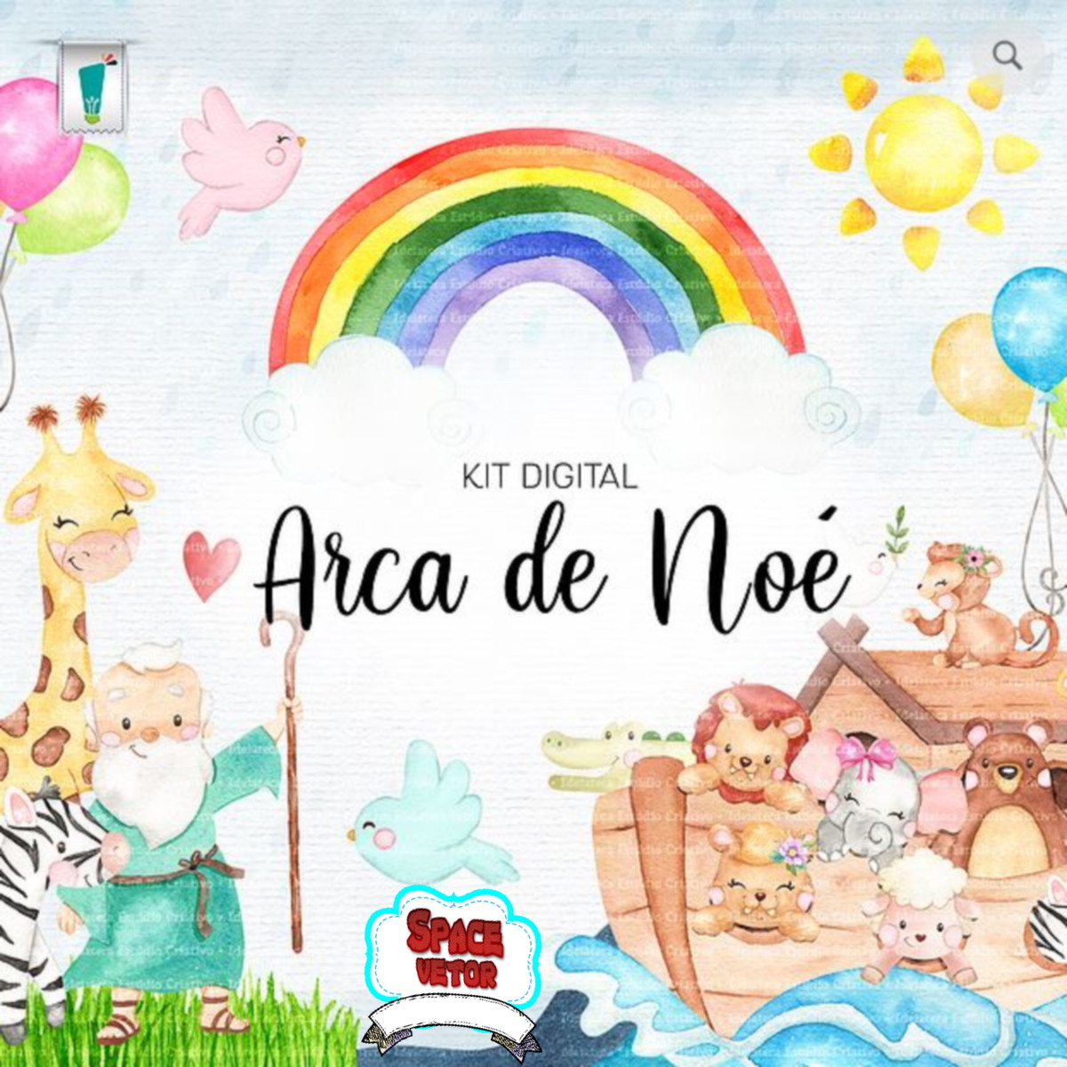 Arca de Noe Aquarela Compre 1 Leve 2 Kit Digital Reef: 735 - Imagem 2