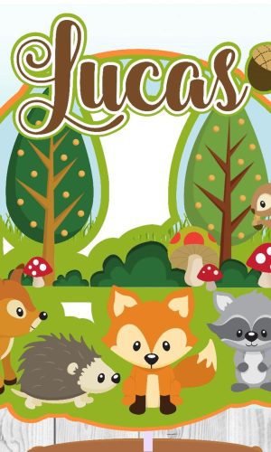 Kit com 5 arquivos de corte: 02-BOSQUE TOPO DE BOLO CIRCULAR