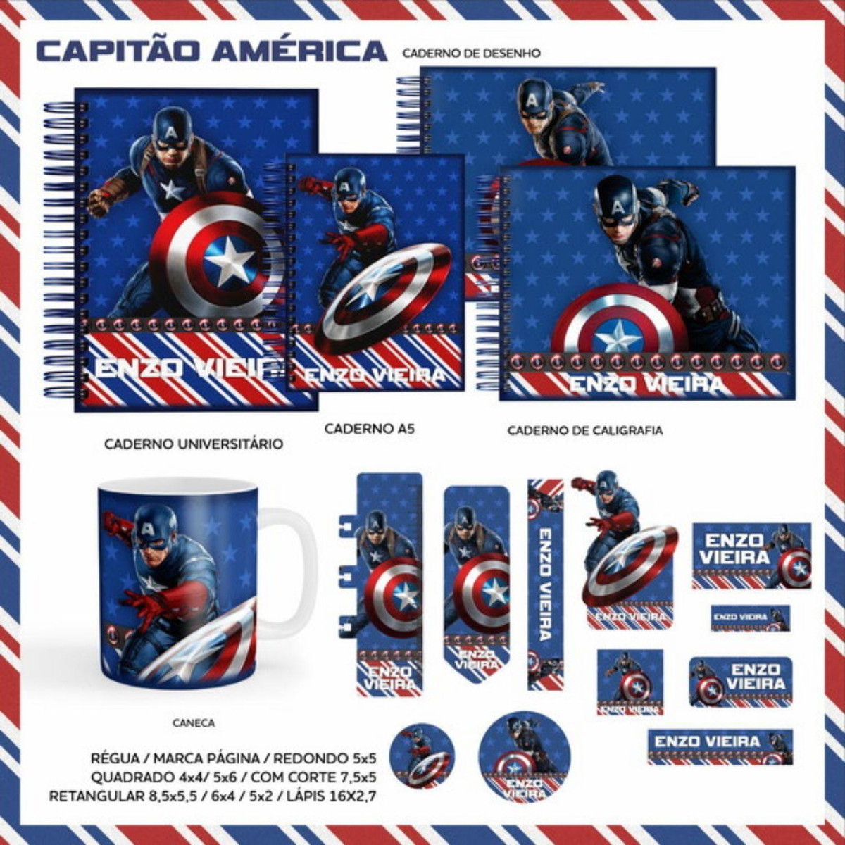 Arquivo Combo Volta as Aulas Capitão América PDF PNG