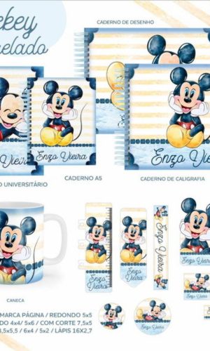Arquivo Combo Volta as Aulas Mickey Aquarelado PDF PNG