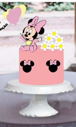 Arquivo Corte Camadas Topo Bolo Minnie baby rosa