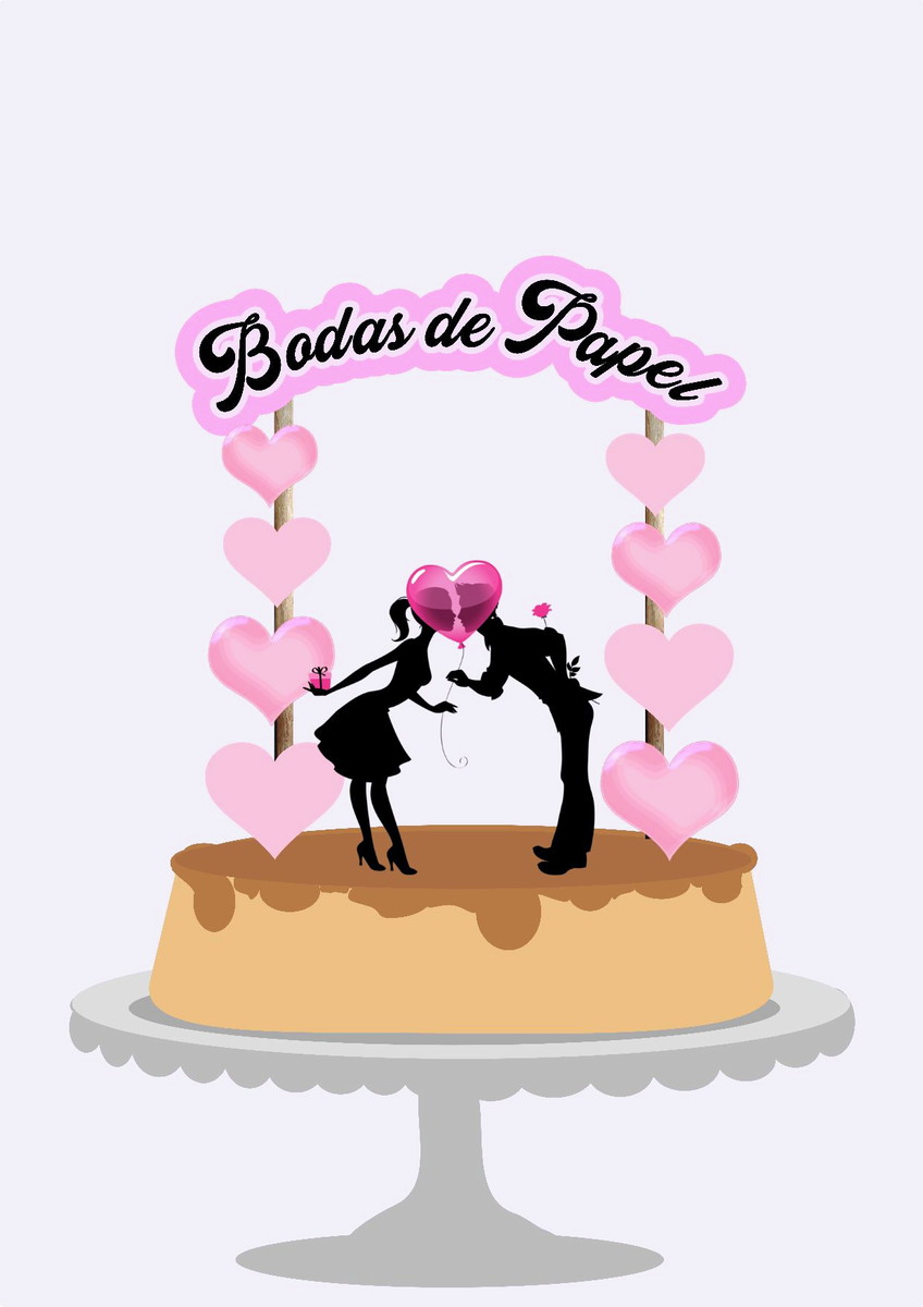 Arquivo Corte Silhouette - Topo de bolo Bodas de papel #48