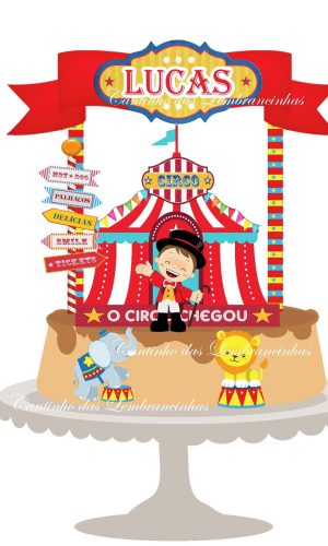 Arquivo corte Silhouette Topo de Bolo Circo 01 - Menino
