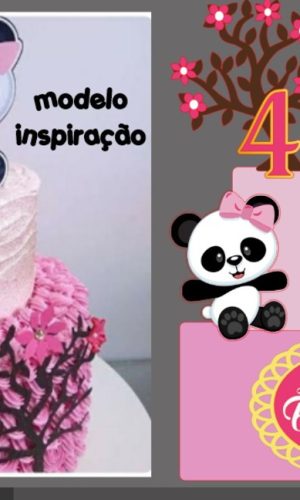 Arquivo corte silhouette - Topo de bolo Panda 1