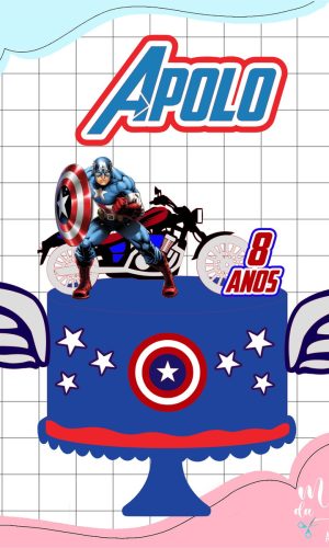 Arquivo Corte: Topo de Bolo Capitão América 011
