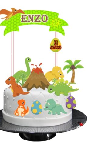 Arquivo Topo de Bolo Dinossauro + 4 Arquivos a Sua Escolha