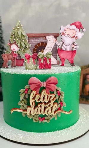 Arquivo Corte: Topo de Bolo Feliz Natal Aquarelado 119