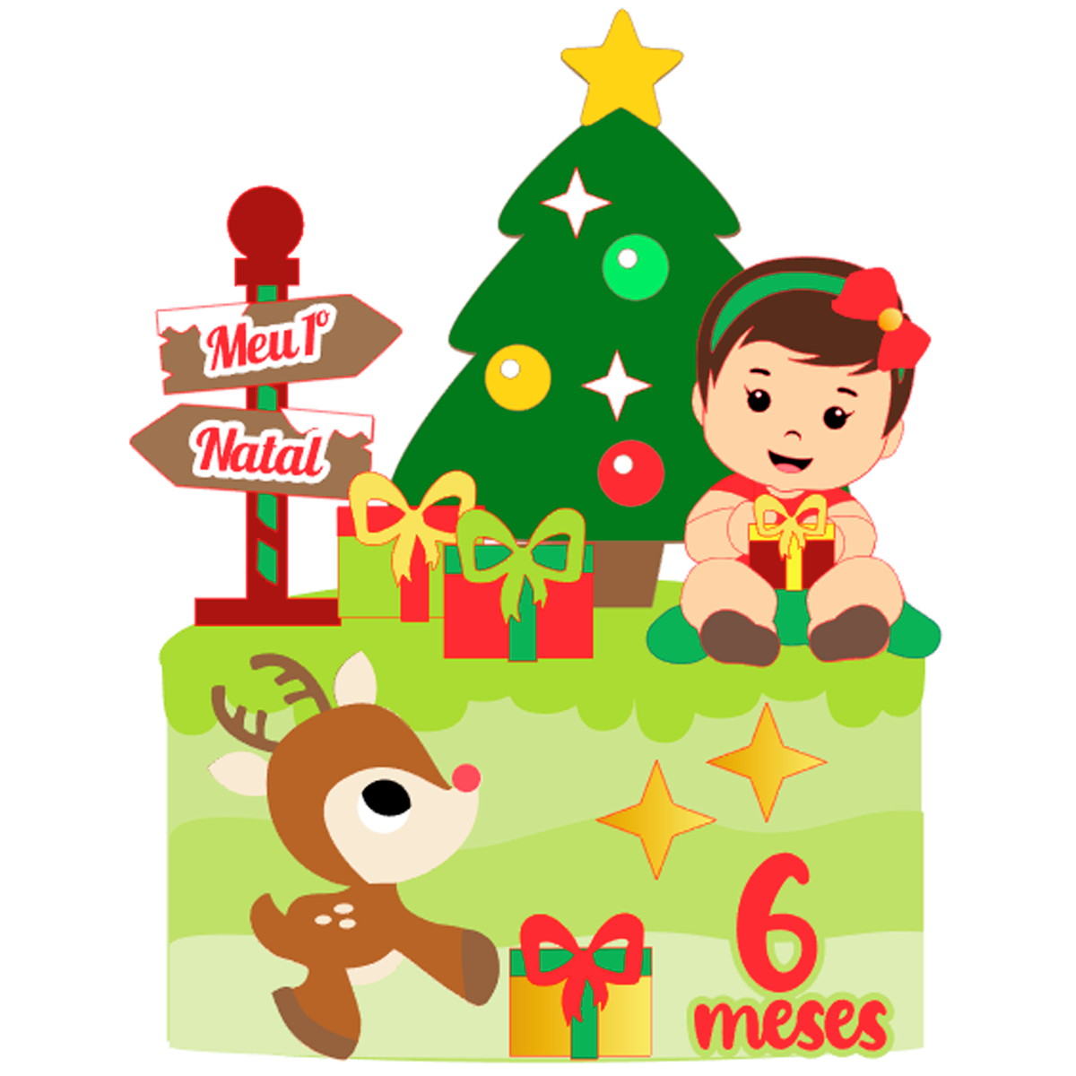 Arquivo Corte: Topo de Bolo Natal Menina Baby 088