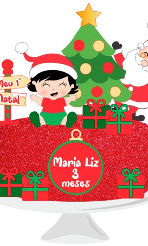 Arquivo Corte: Topo de Bolo Natal Menina Baby e Noel 111