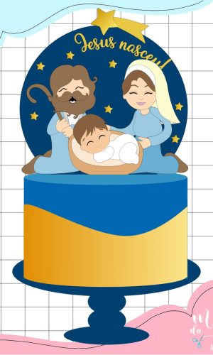 Arquivo Corte : Topo de Bolo Natal Presépio Cute 164