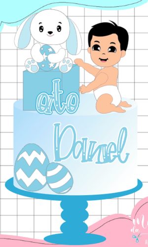Arquivo Corte: Topo de Bolo Páscoa Bebê Menino 100