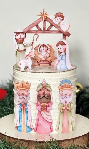 Arquivo Corte: Topo de Bolo Presépio de Natal Aquarelado 120