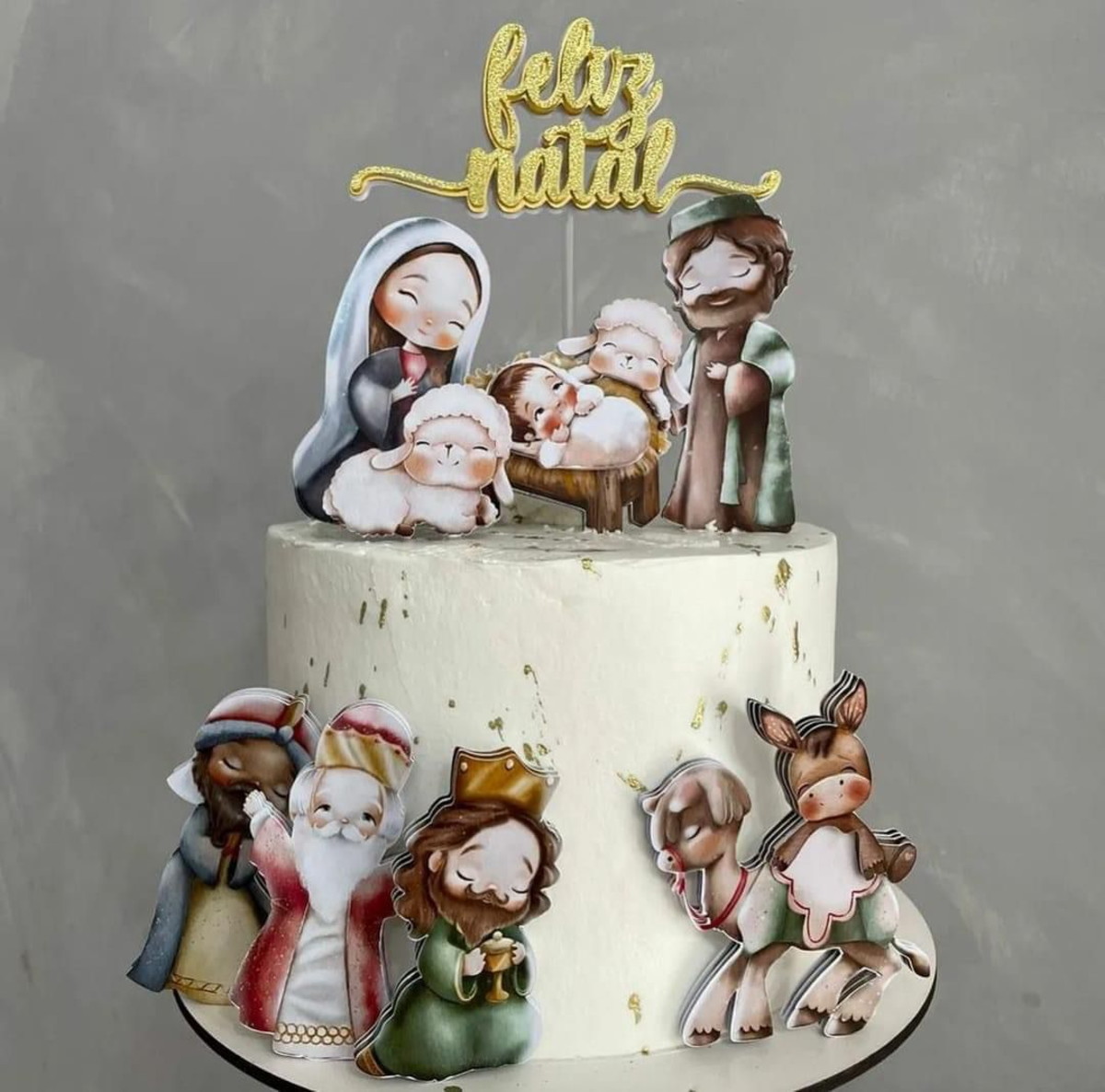 Arquivo Corte: Topo de Bolo Presépio Natal Aquarelado 210
