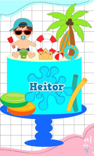 Arquivo Corte: Topo de Bolo Verão Menino na Praia 020