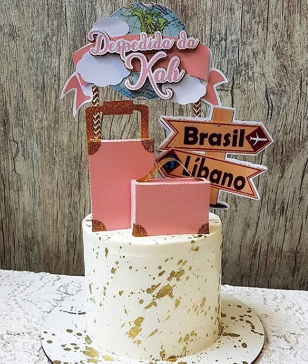 Arquivo Corte - Topo de bolo Viagem Mala 3d