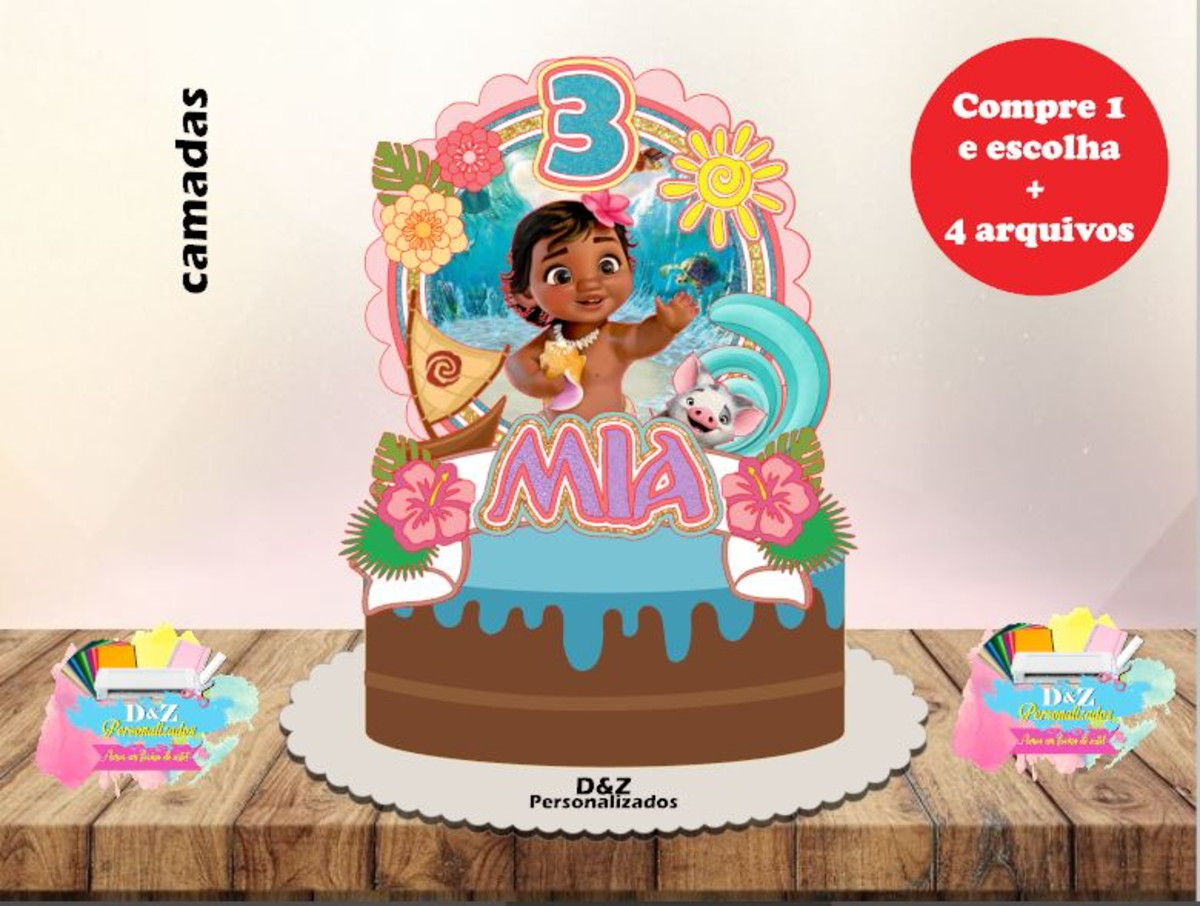 Arquivo Corte - Topo Moana Baby Shaker( Camadas)-cod.1005