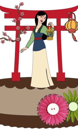Kit com 5 arquivos de corte 01-MULAN TOPO DE BOLO EM CAMADAS