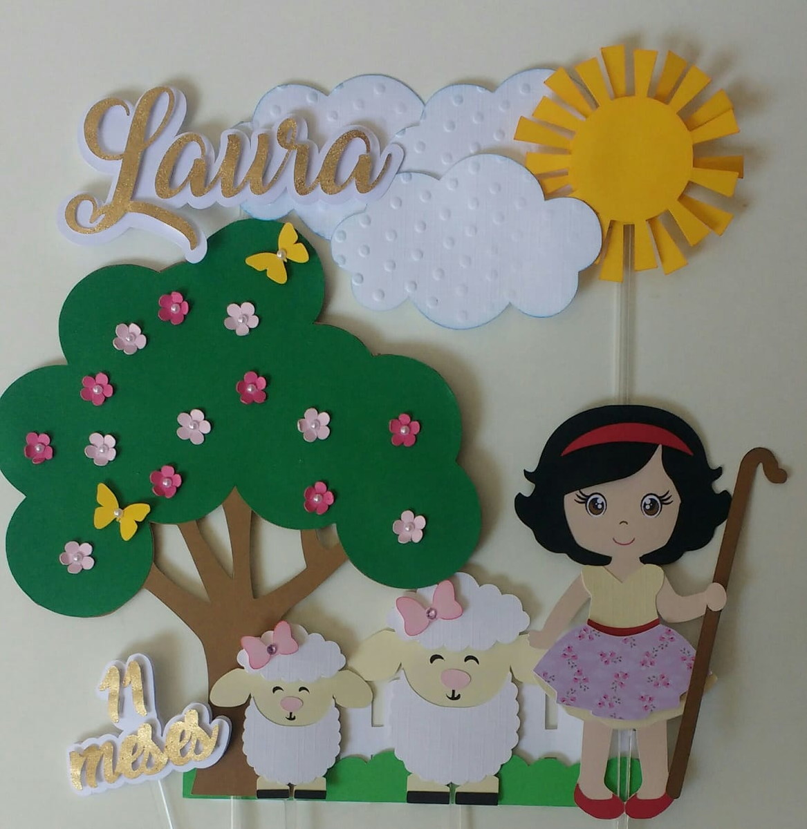 Kit com 5 arquivos de corte: 01-PASTORINHA TOPO CAMADAS