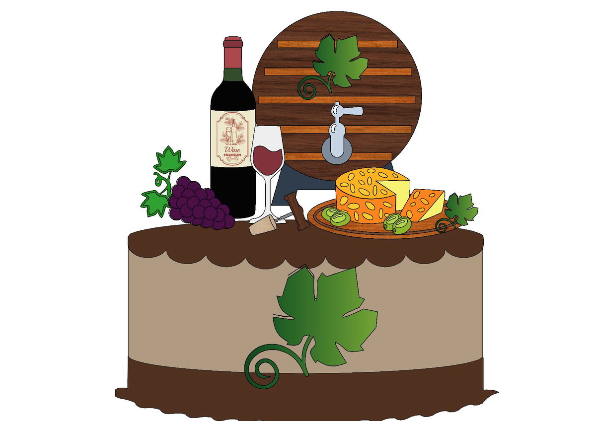 Kit com 5 arquivos de corte 01-VINHO TOPO DE BOLO EM CAMADAS