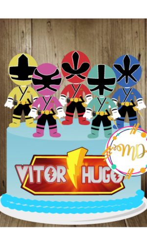 Kit com 5 arquivos de corte 02-POWER RANGERS TOPO DE BOLO CA