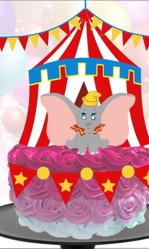 Kit com 5 arquivos de corte 03-DUMBO TOPO DE BOLO EM CAMADAS