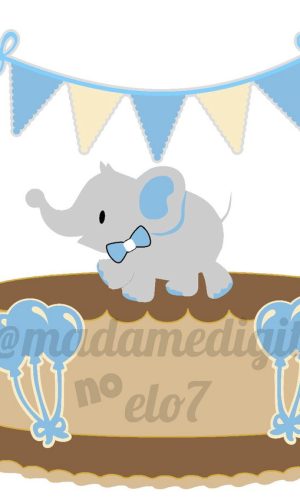 Kit com 5 arquivos de corte:03-ELEFANTE TOPO DE BOLO camadas