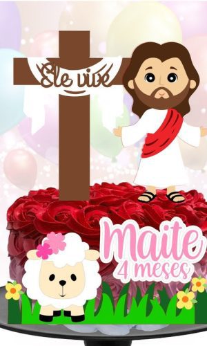 Kit com 5 arquivos de corte 03-JESUS TOPO DE BOLO EM CAMADAS