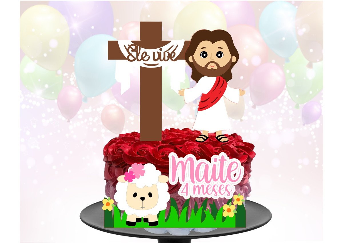 Kit com 5 arquivos de corte 03-JESUS TOPO DE BOLO EM CAMADAS